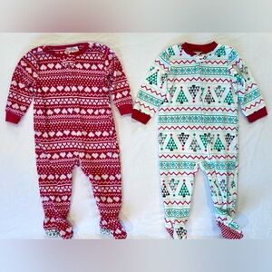 Lot of 2 Holiday Footed Pajamas Lil Pixies & Jammies for Your Families Size 12M